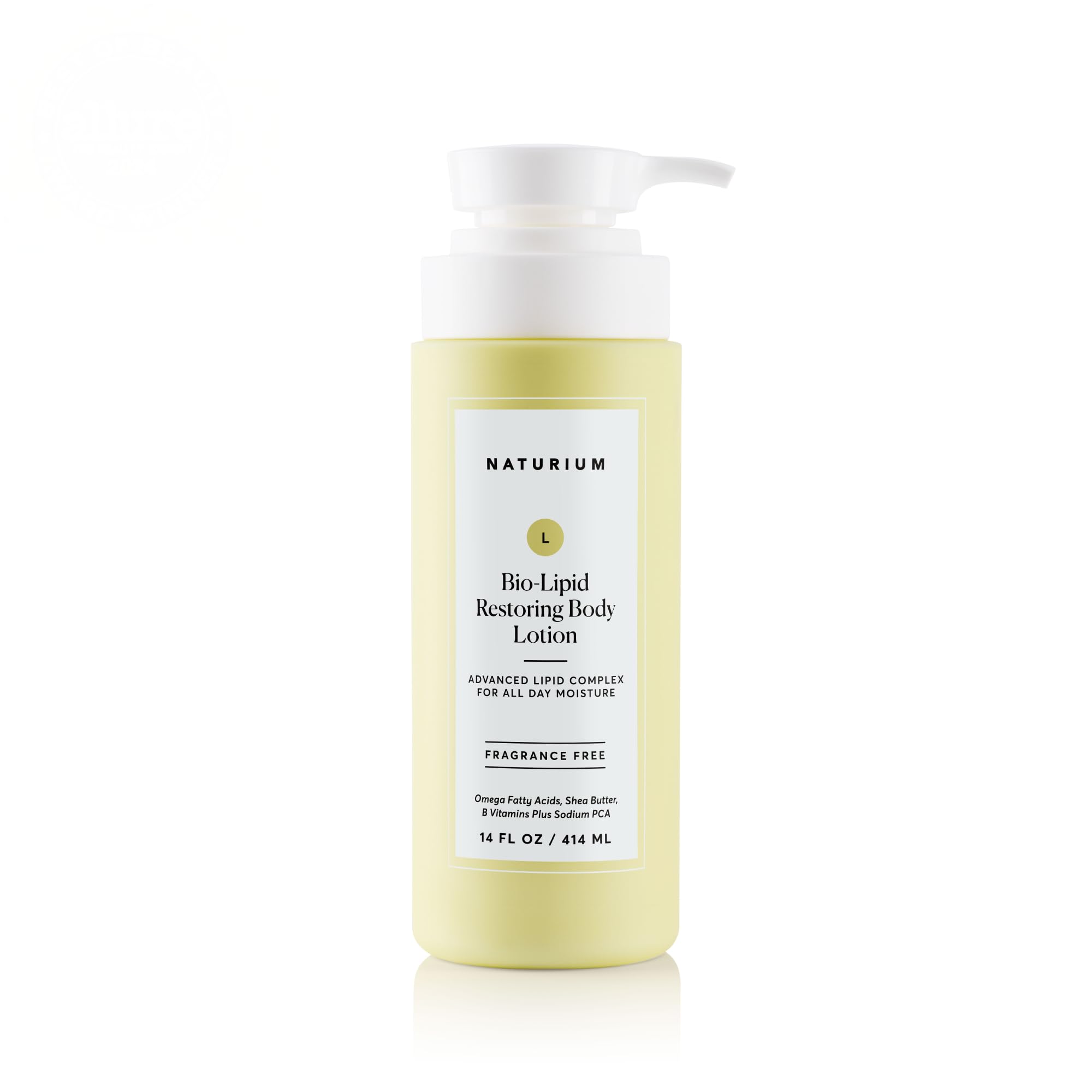 Naturium Bio-Lipid Restoring crema corporal en botella, hidratación profunda para piel seca.