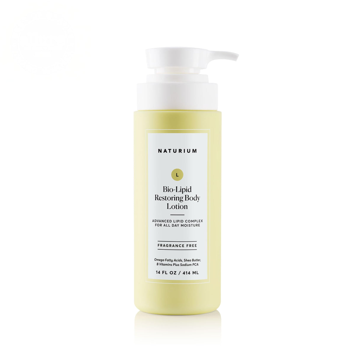 Naturium Bio-Lipid Restoring crema corporal en botella, hidratación profunda para piel seca.