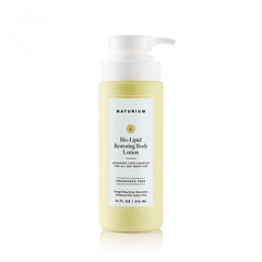 Naturium Bio-Lipid Restoring crema corporal en botella, hidratación profunda para piel seca.