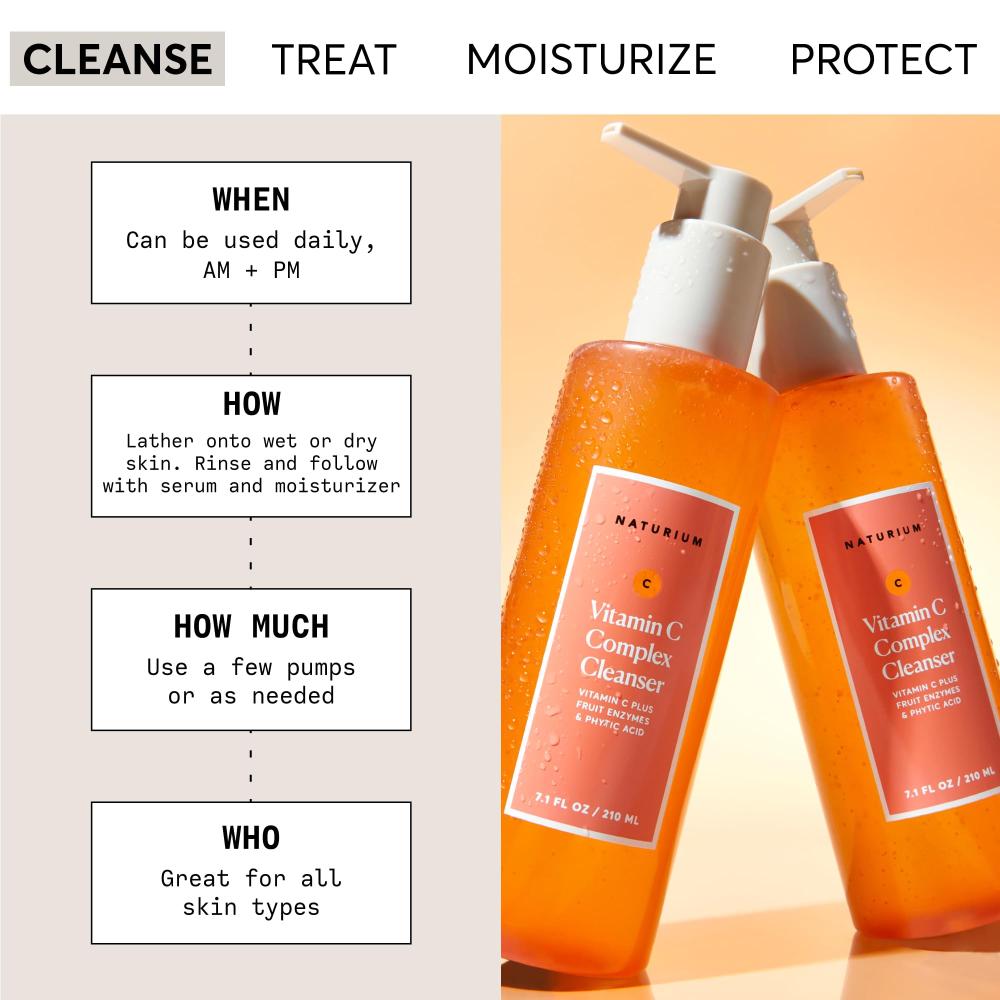 Naturium Vitamin C Complex Cleanser foaming pump ready for quick, refreshing cleansing.