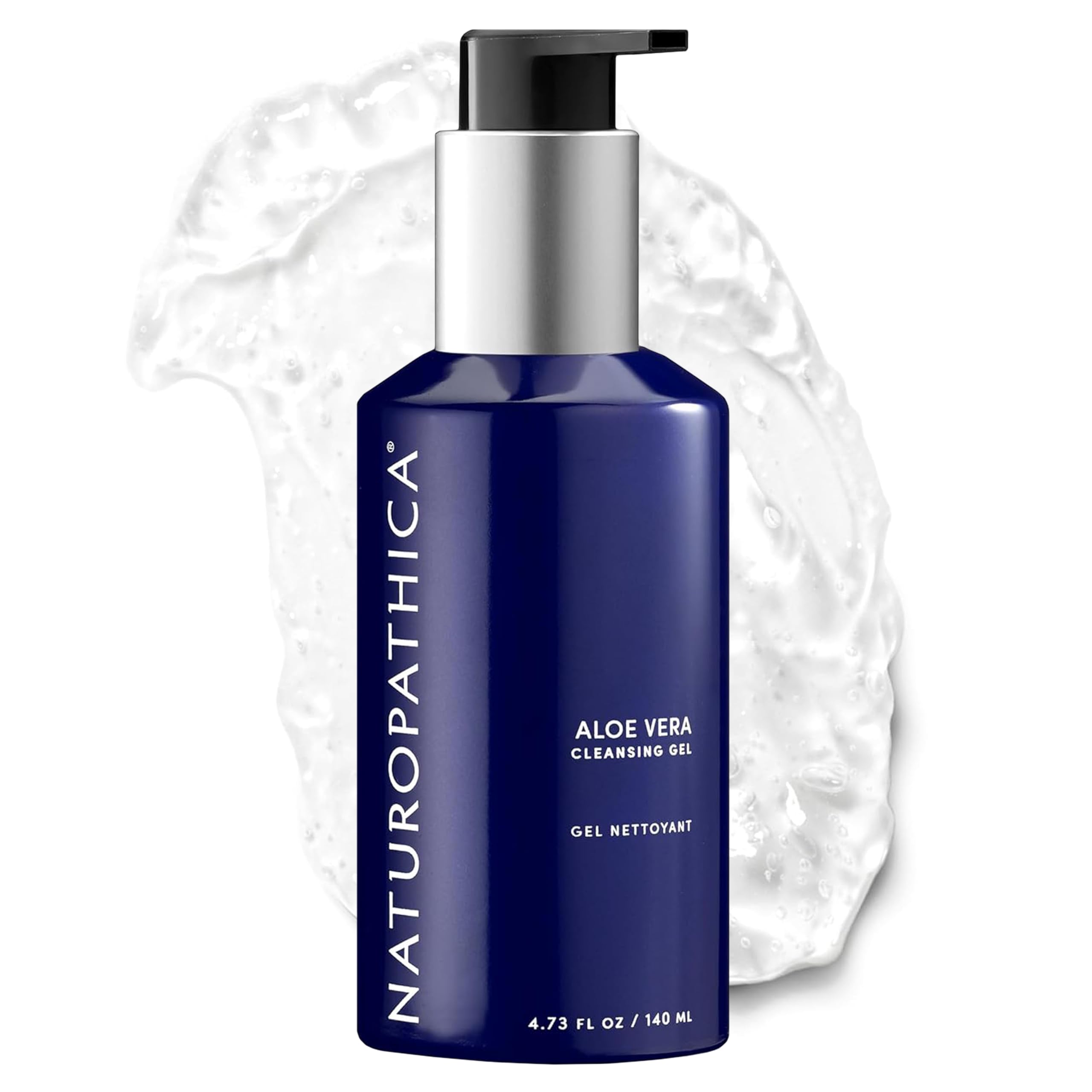 Naturopathica Aloe Vera Gel: botella mostrando limpieza suave para todo tipo de piel