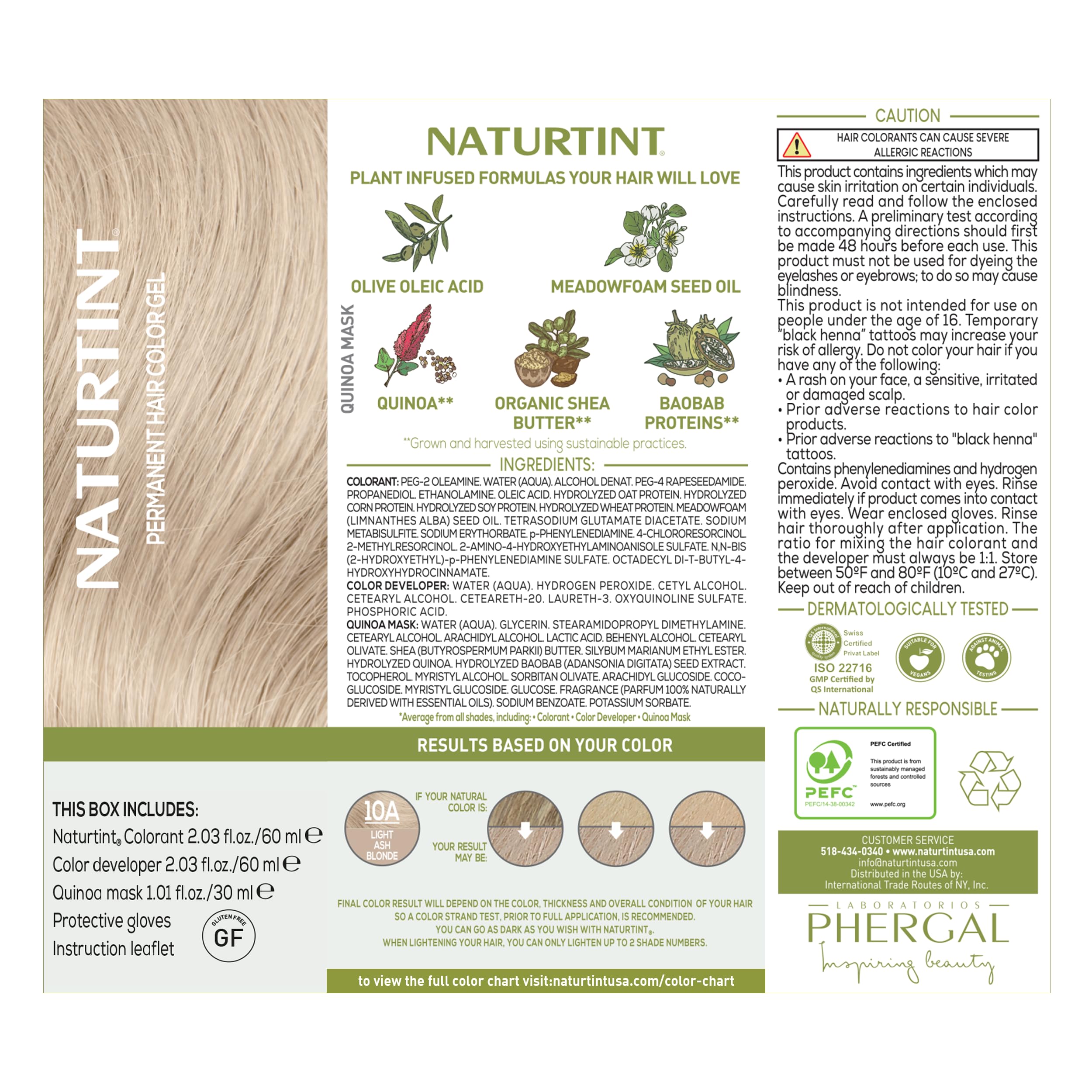 Naturtint 10A Rubio Ceniza Claro textura suave y acabado duradero