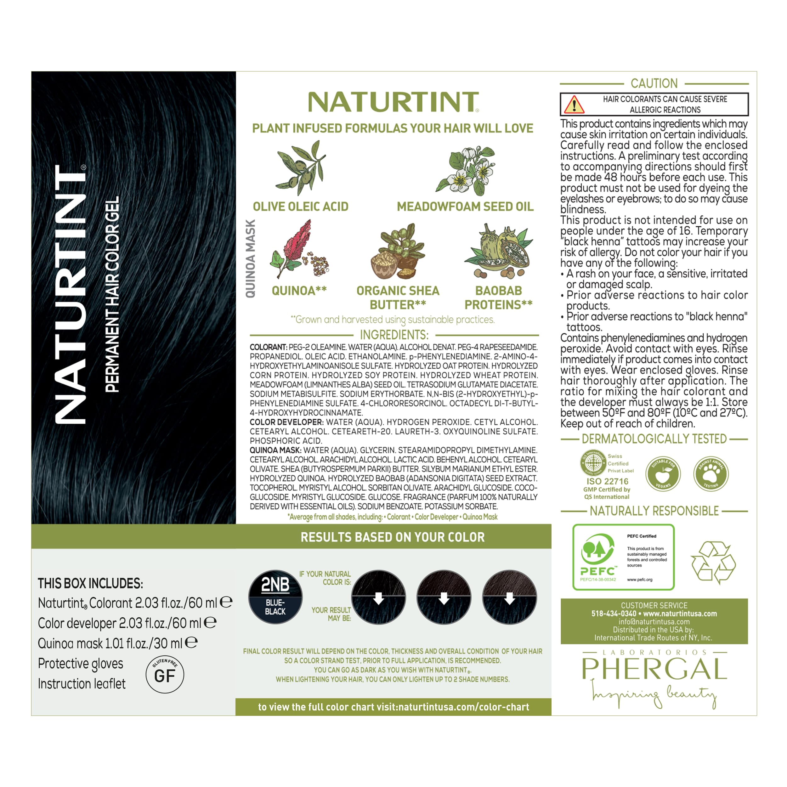 Naturtint 2NB Azul Negro: ingredientes vegetales que nutren sin agresiones químicas.