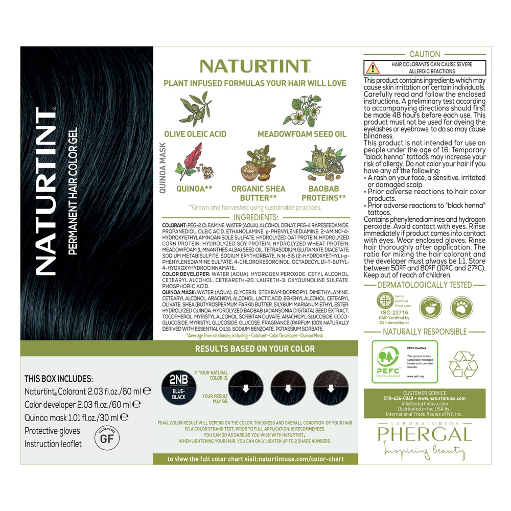 Naturtint 2NB Azul Negro: ingredientes vegetales que nutren sin agresiones químicas.