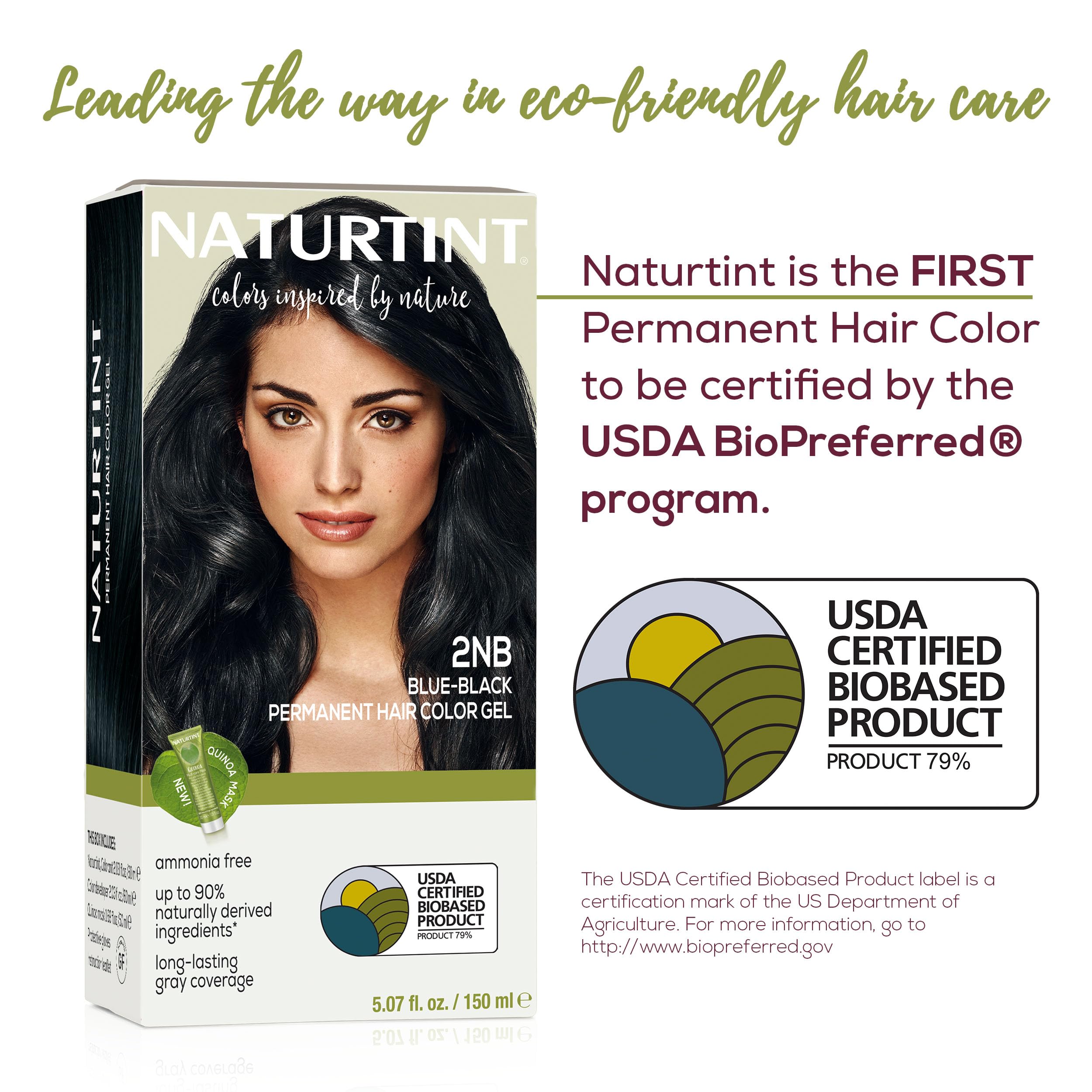 Naturtint 2NB Azul Negro: fórmula sin amoníaco y sin parabenos para cabello suave.