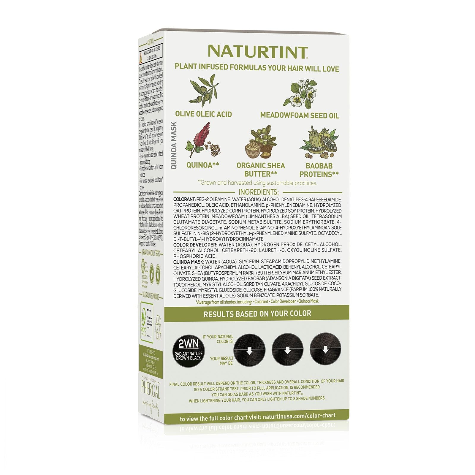 Naturtint 2WN Radiant Nature Brown Black, color libre de amoniaco para cabello saludable