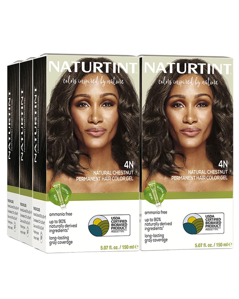 Naturtint 4N Chestnut: empaque compacto para coloración en casa sin amoníaco.