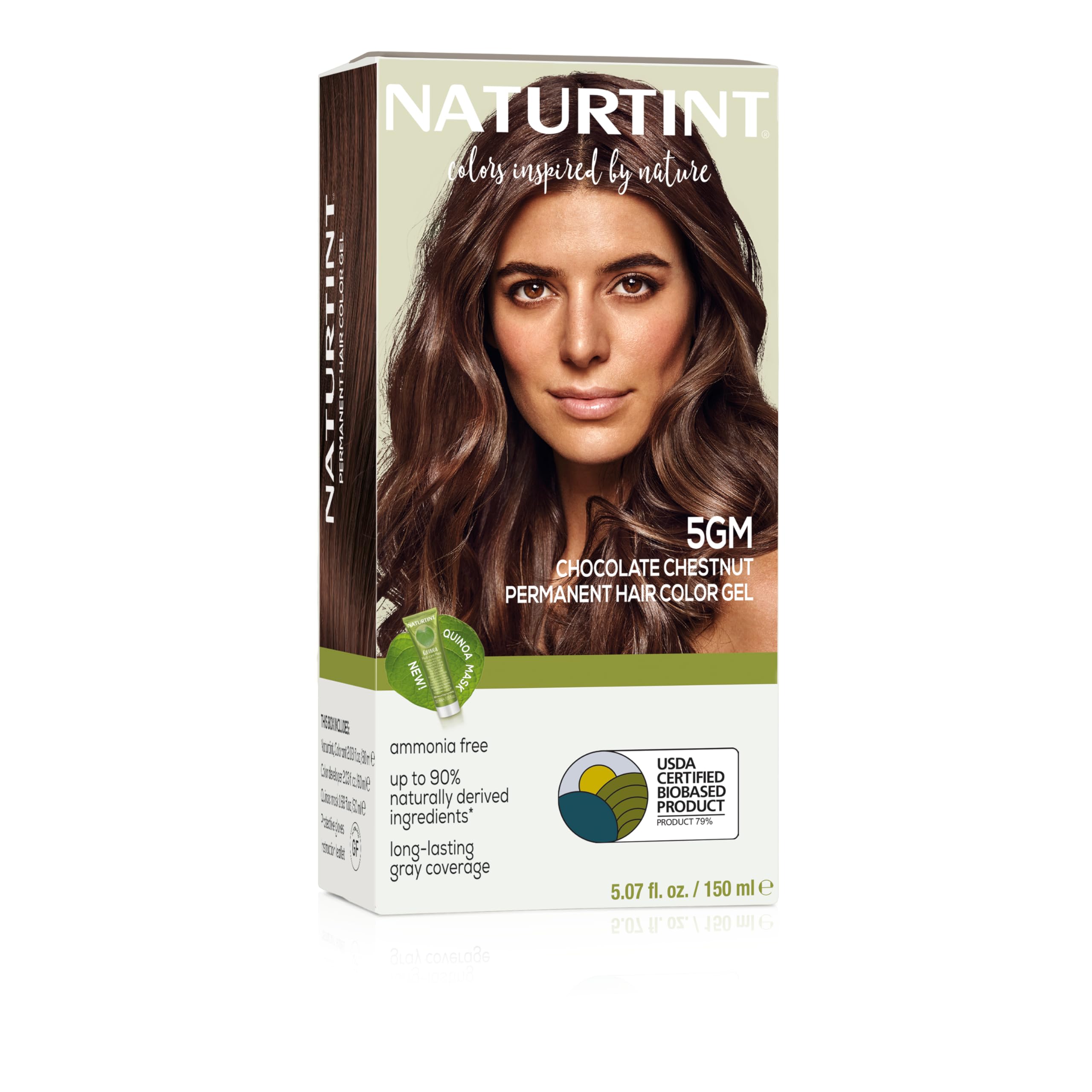 Naturtint 5GM Chocolate Chestnut envase: coloración permanente sin amoníaco para uso doméstico.