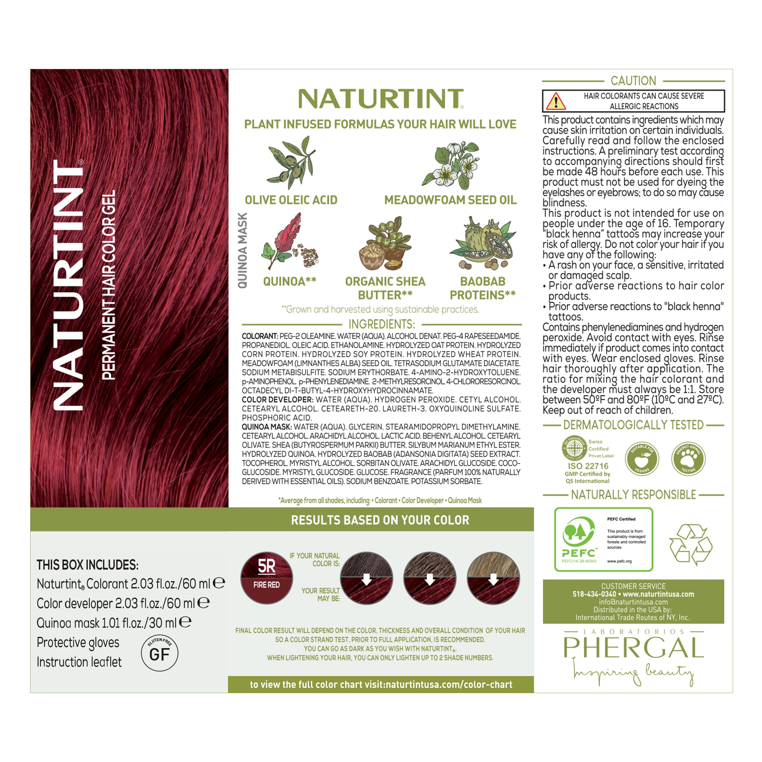 Naturtint 5R Rojo Fuego, resultado intenso y duradero contra canas.