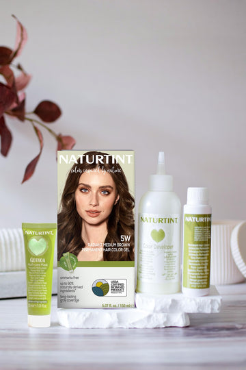 Naturtint 5W Radiant Medio Castaño: aplicación en mechón para color natural