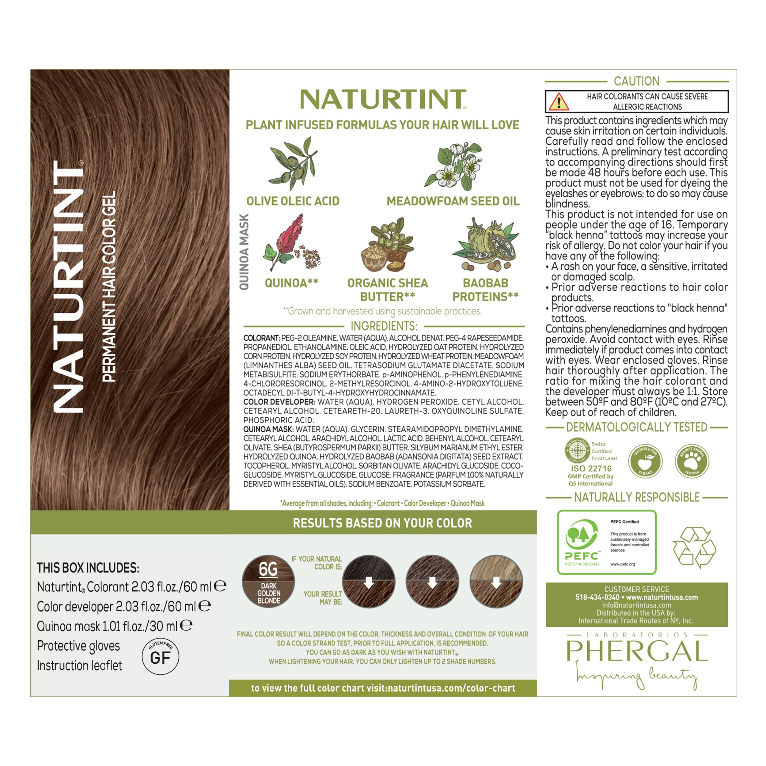 Naturtint 6G embalaje fácil de usar para tintes en casa