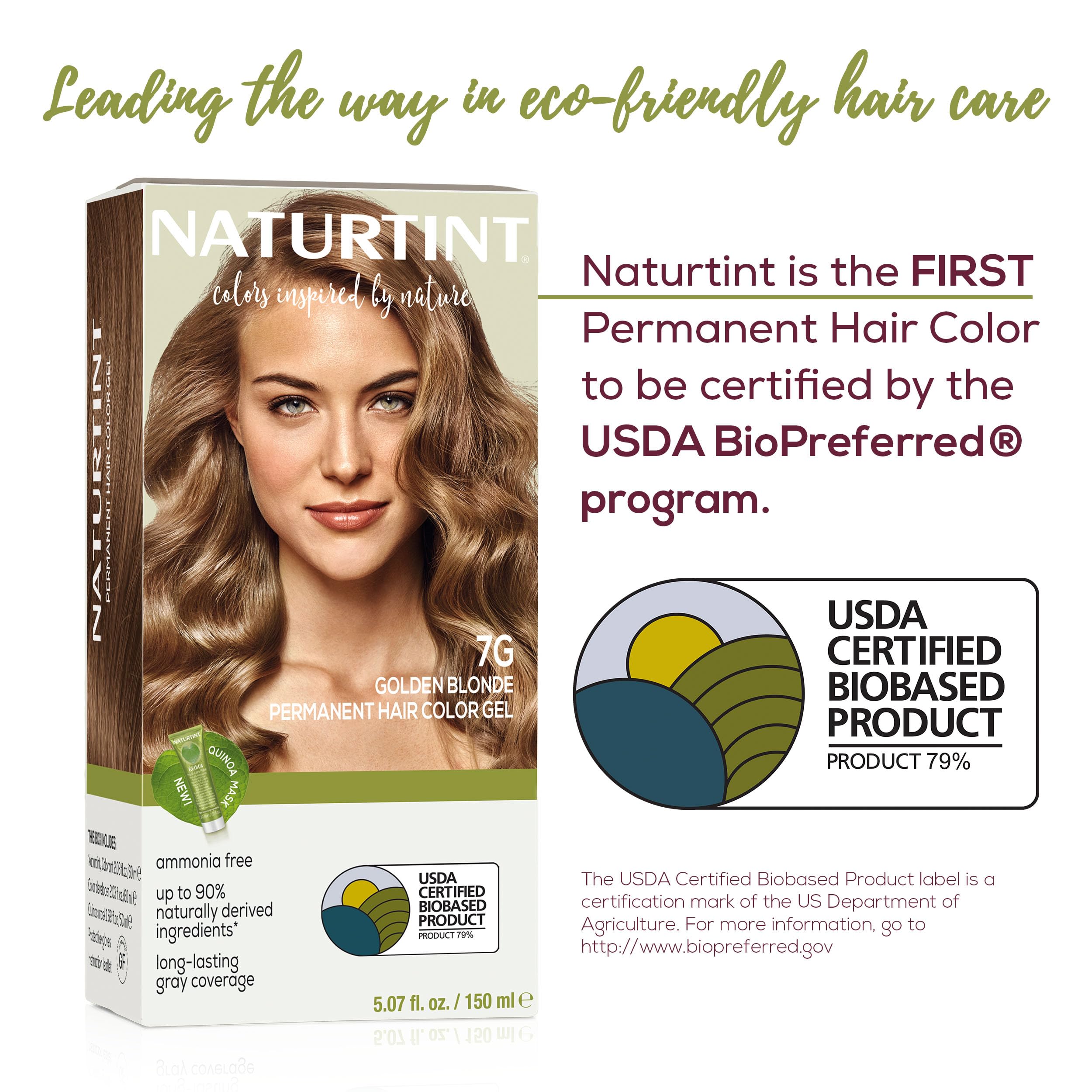Naturtint 7G rubio-dorado, ingredientes vegetales para cabello más saludable.
