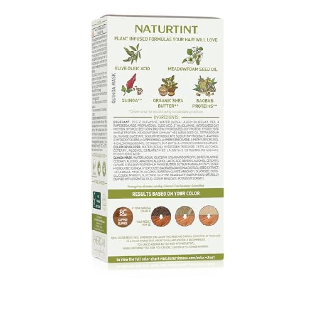 Naturtint 8C cobre rubio: aplicación en casa para color sin desorden.