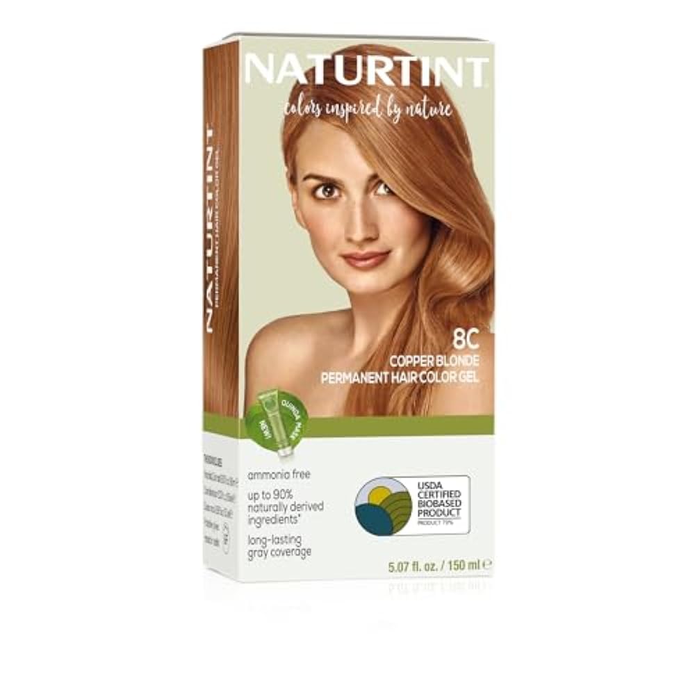 Naturtint 8C cobre rubio: botella de color permanente sin amoníaco para cabello saludable.