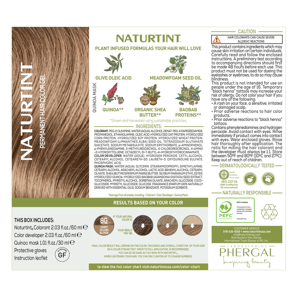 Naturtint 8G Arena Dorado Rubio: resultado visible con brillo duradero.
