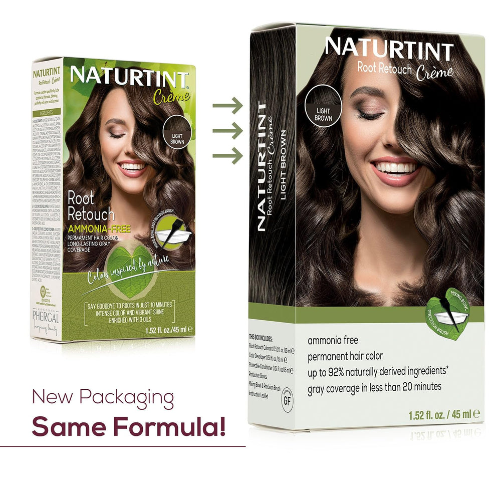 Naturtint aplicación raíz crema marrón claro para retoques rápidos.