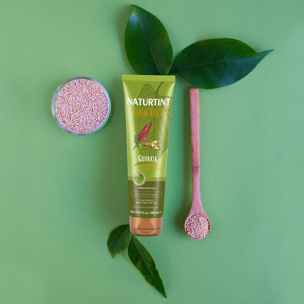 Naturtint ingredientes quinoa, shea y baobab para brillo natural.