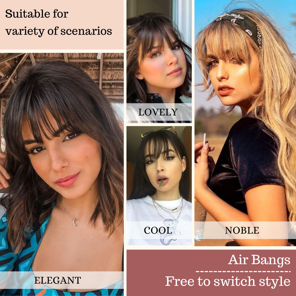 NAYOO cabello humano con flequillo clip para peinado y rizos suaves.