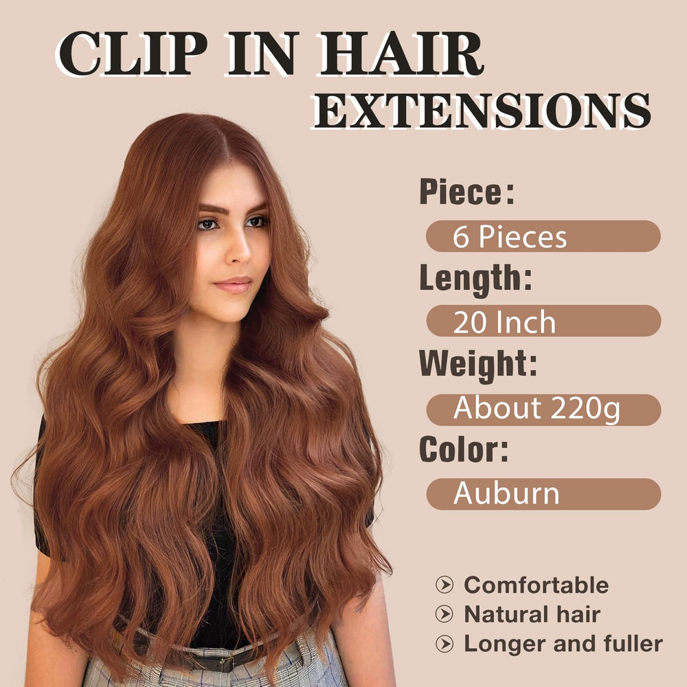Extensiones Nayoo de 20 pulgadas, rizado cobrizo, para cambio de look rápido.
