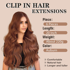 Extensiones Nayoo de 20 pulgadas, rizado cobrizo, para cambio de look rápido.