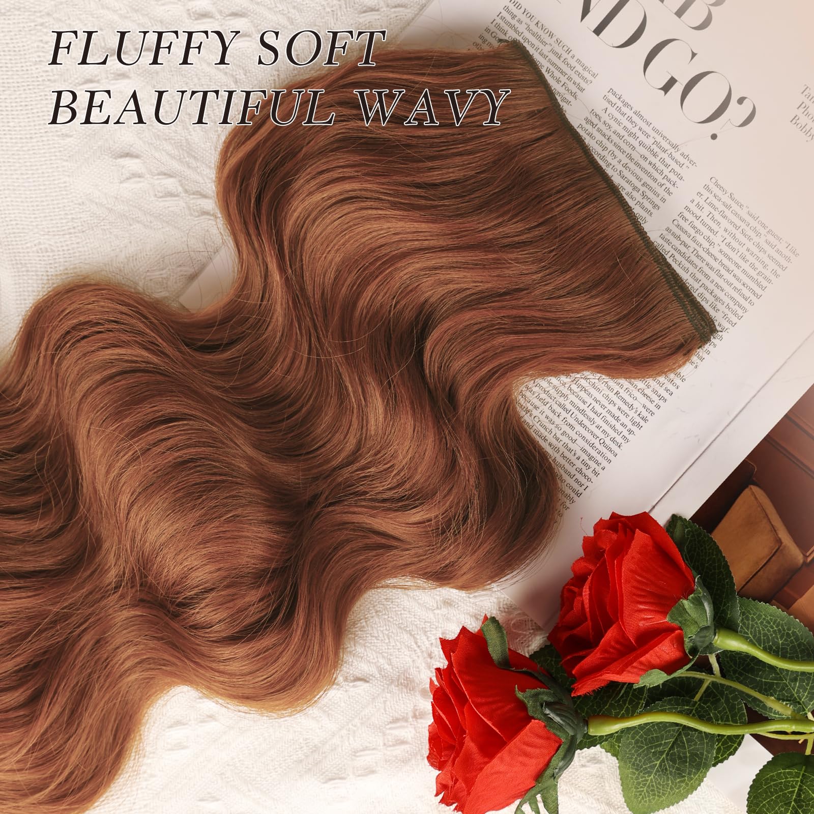 Extensiones Nayoo 20 pulgadas, fibras sintéticas resistentes al calor, aspecto natural.