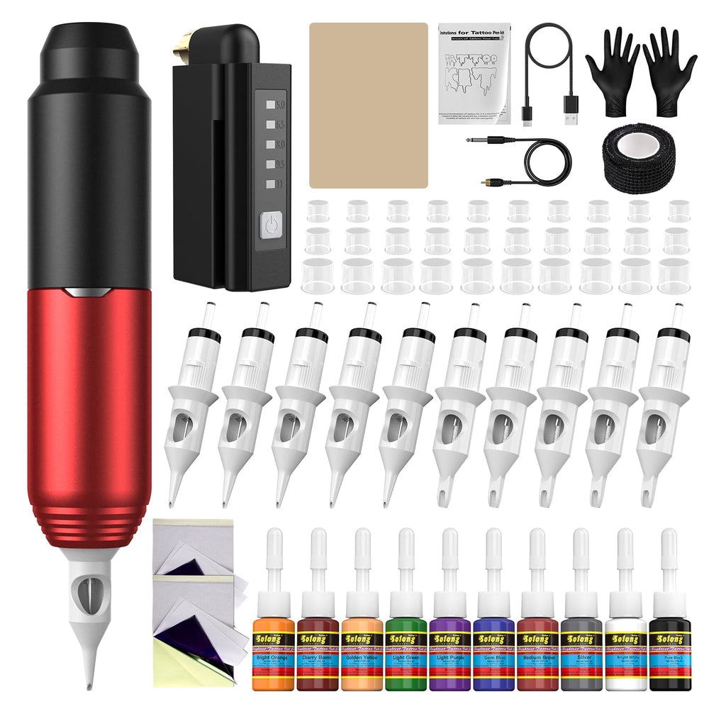 Nazzor Kit Tatuaje: máquina con pantalla LCD para ajustes precisos y control visual.