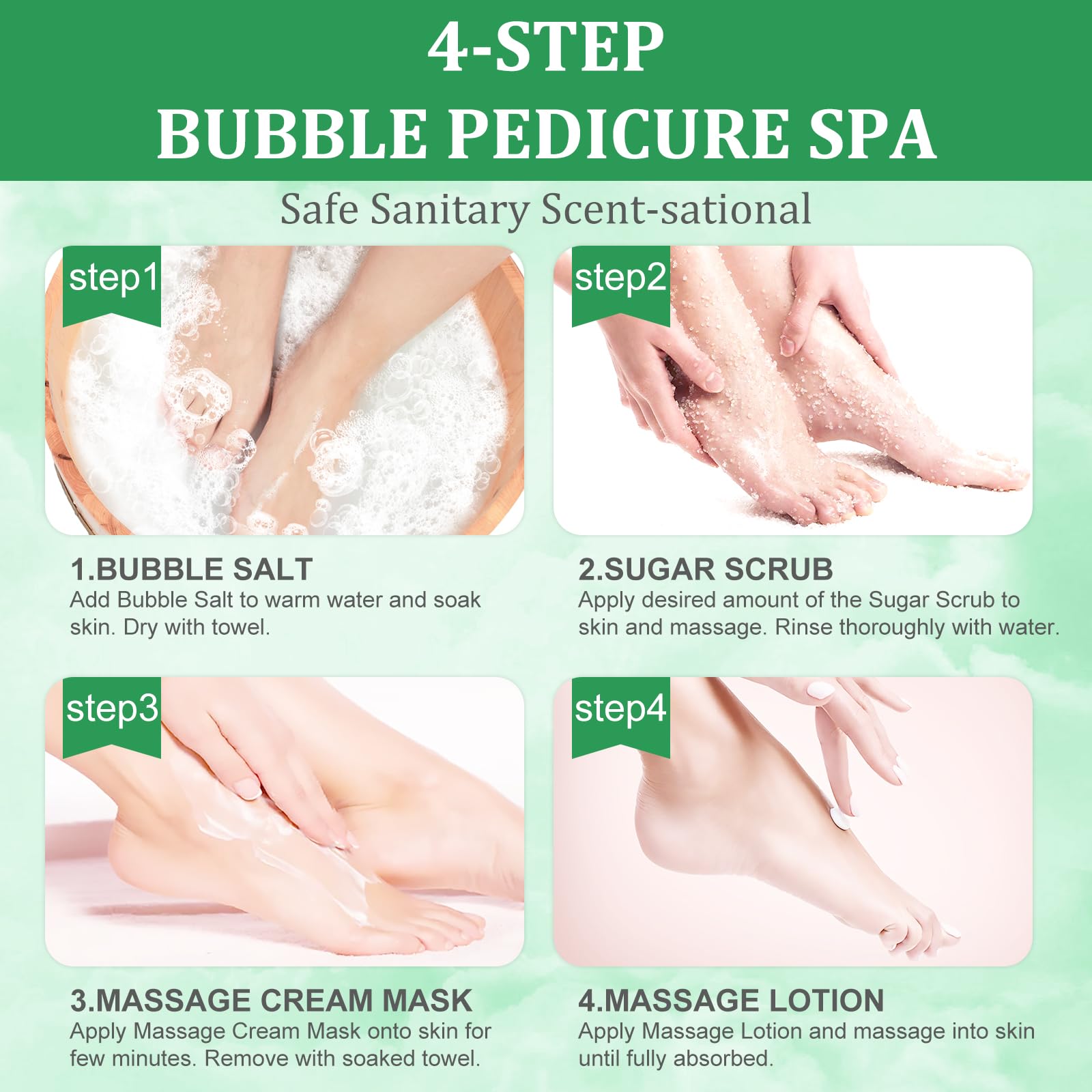 nbc BeautiLab Empaques individuales del kit spa para pies, higiene garantizada.
