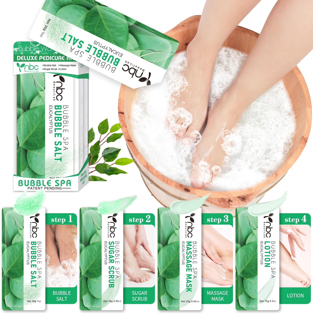 nbc BeautiLab Sal Burbuja del kit pedicure para pies, suaviza la piel seca.