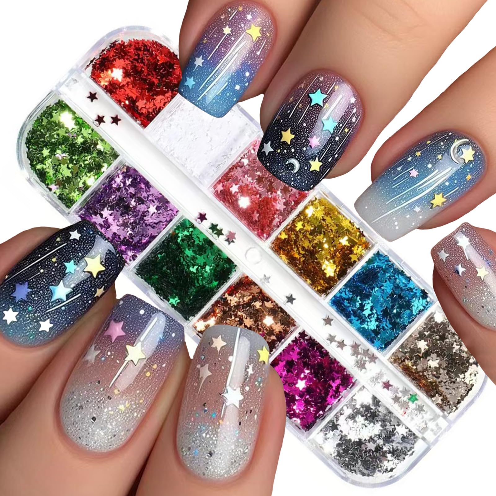 NBNTGH destellos uñas 3D estrella láser: brillo holográfico para uñas