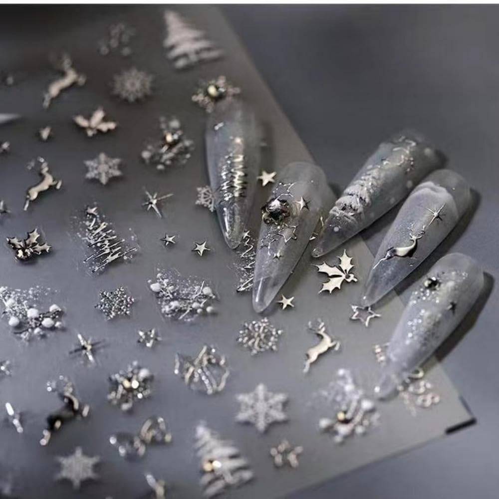 Estampa NBNTGH de uñas Navidad árbol en relieve para diseños temáticos.