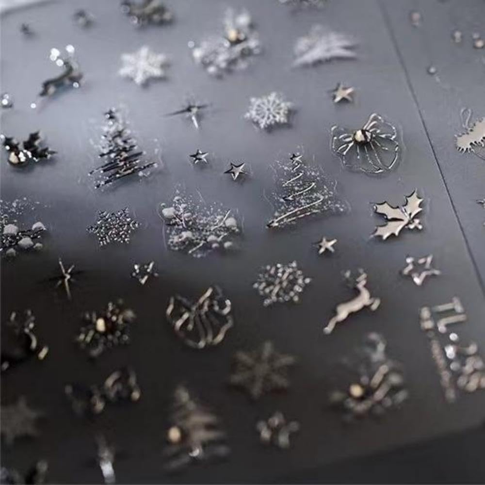 Estampa NBNTGH de uñas Navidad ciervo destacado en relieve para un look elegante.