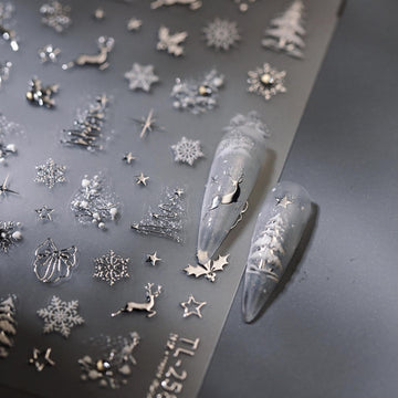 Estampa NBNTGH de uñas Navidad copo de nieve en relieve para un look festivo duradero.