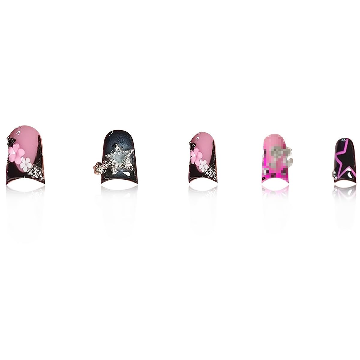 Uñas NBNTGH pato negro para fiestas, adhesivo práctico para resultados rápidos.