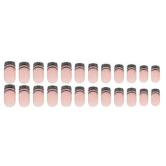 NBNTGH uñas Frances negro brillo, efecto glamoroso para fiestas