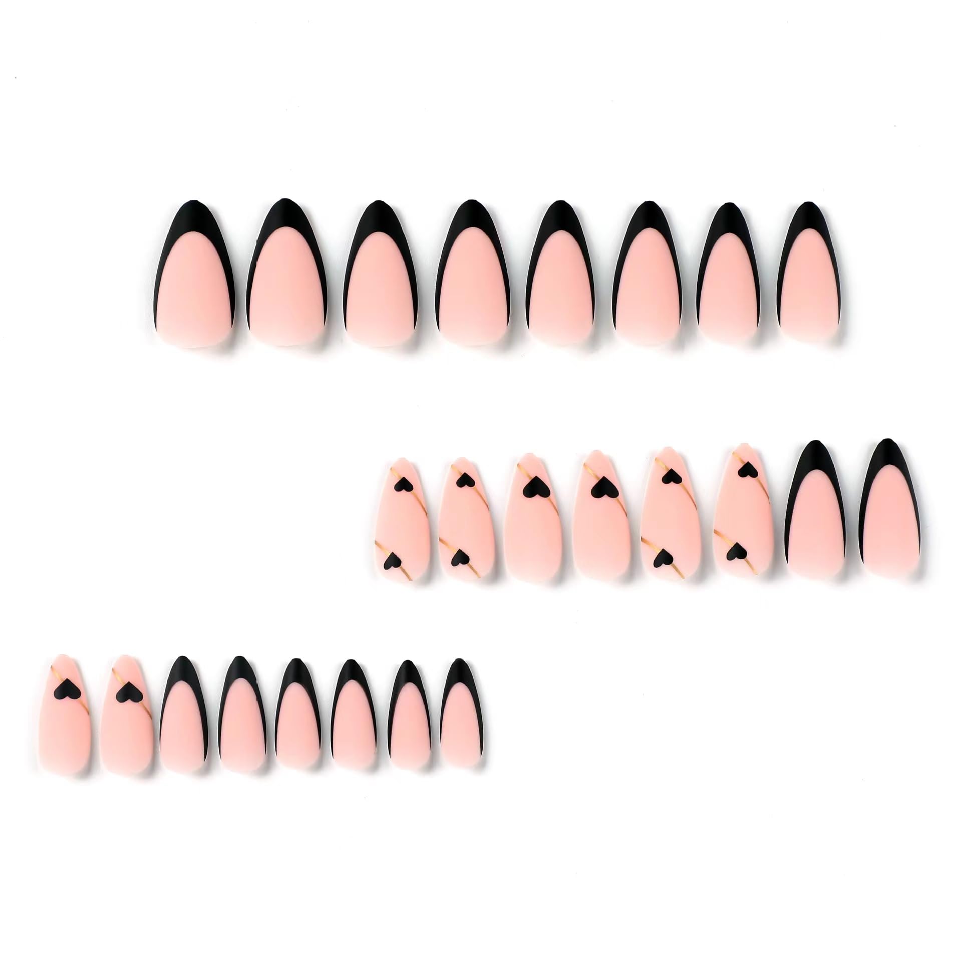 NBNTGH uñas frances negro con linea dorada para look diario