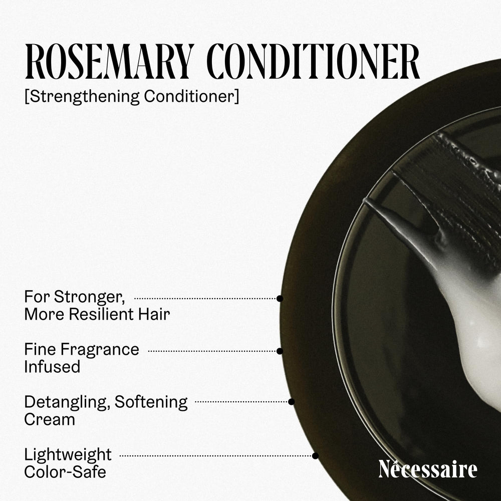 Nécessaire Conditionneur Romarin : etiquette claire et packaging élégant.