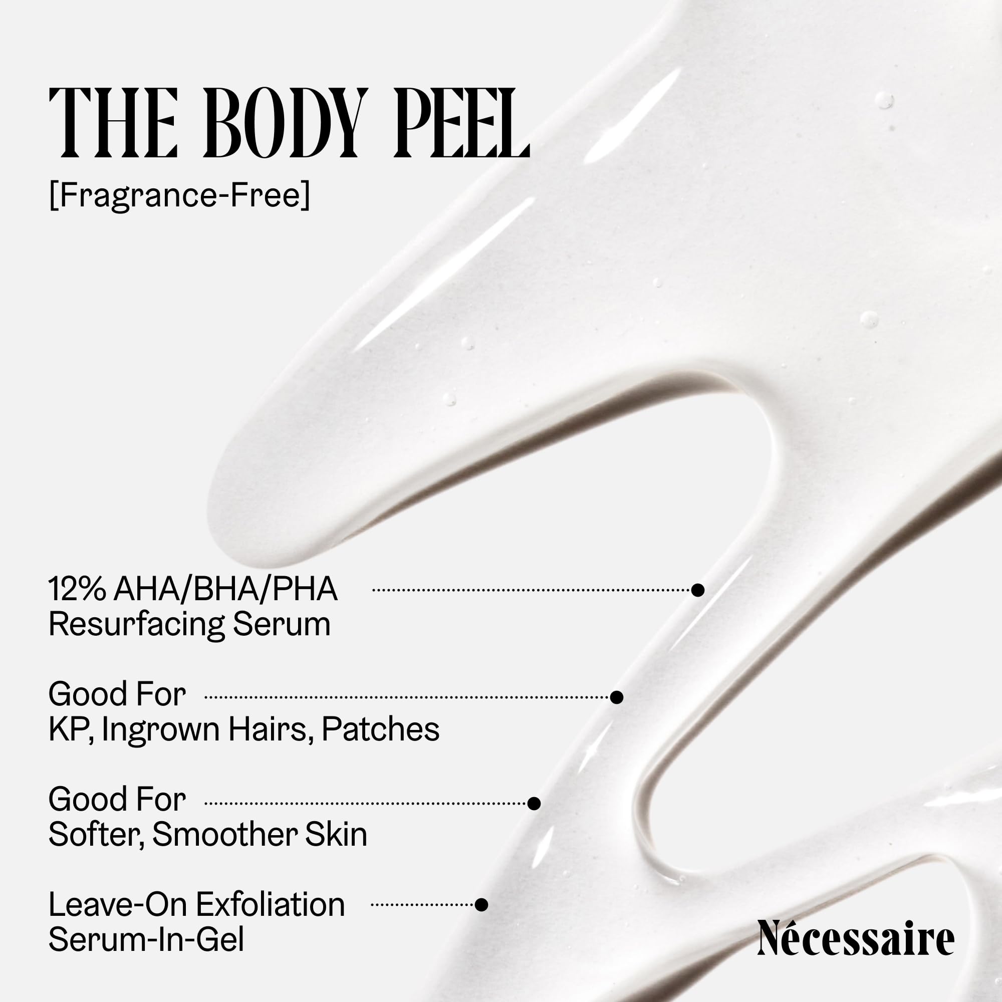 Nécessaire exfoliante corporal, ingredientes clave AHA/BHA/PHA para renovación.