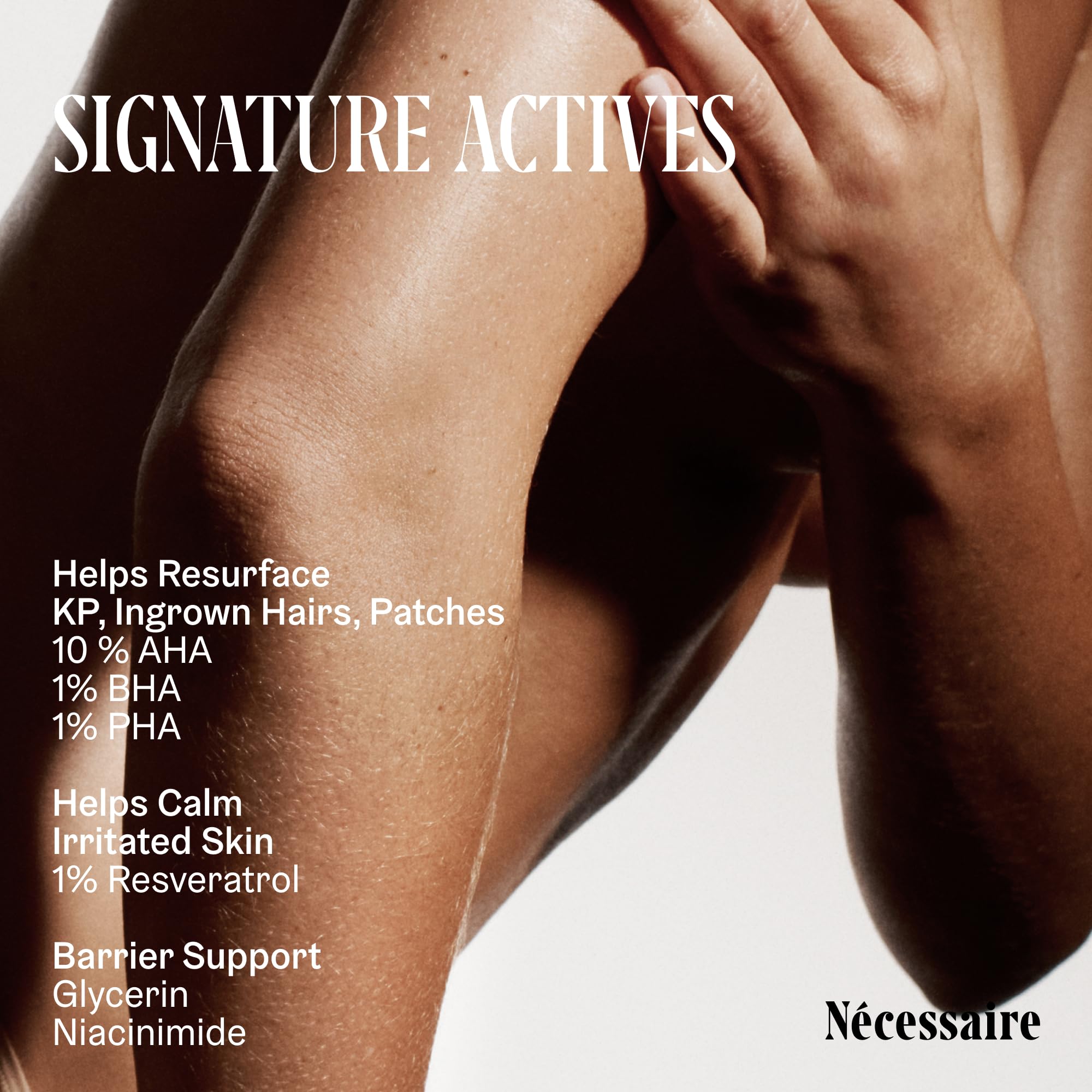 Nécessaire exfoliante corporal, dermatológicamente probado, apto para piel sensible.