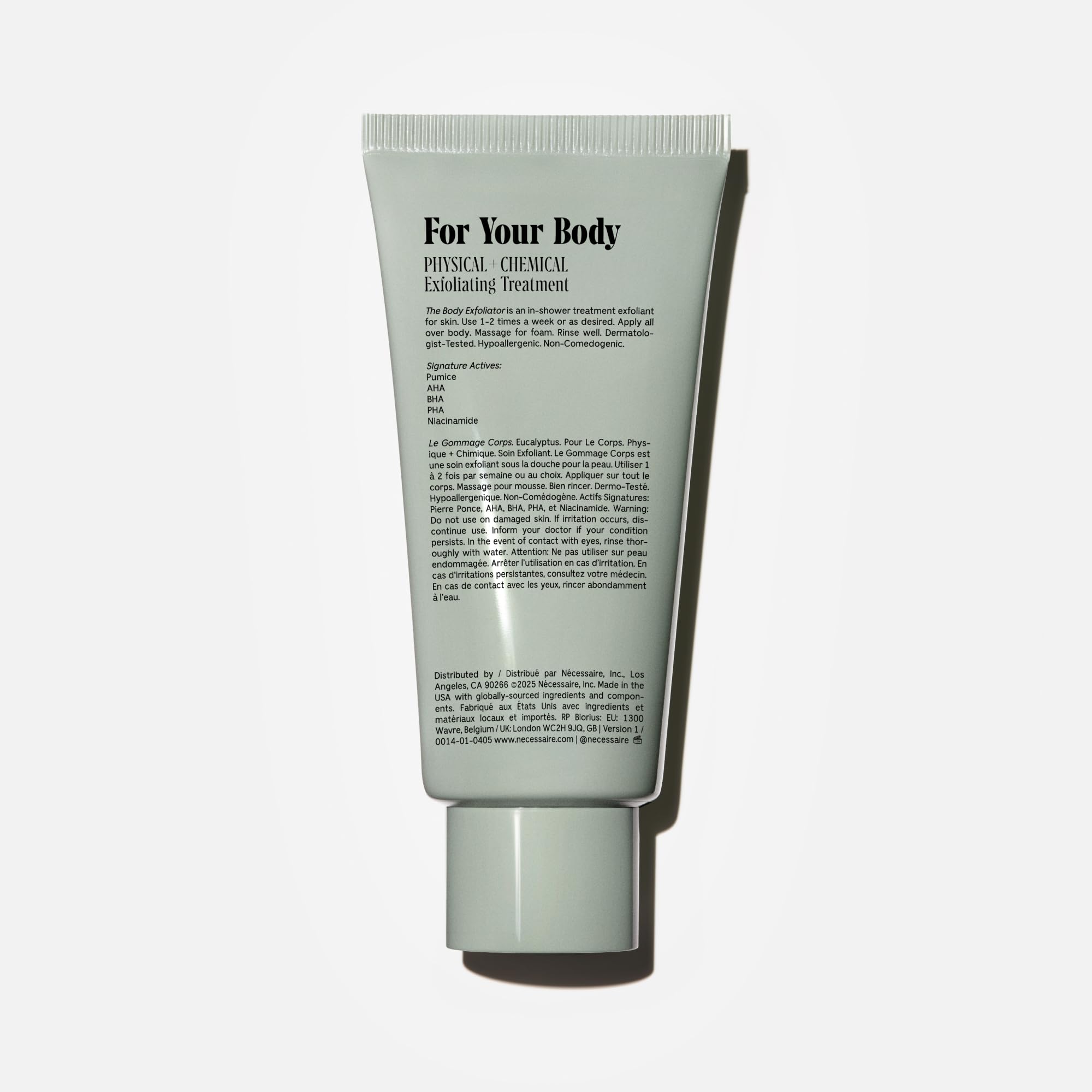 Nécessaire exfoliante cuerpo eucalipto, dispensador, aplicación uniforme