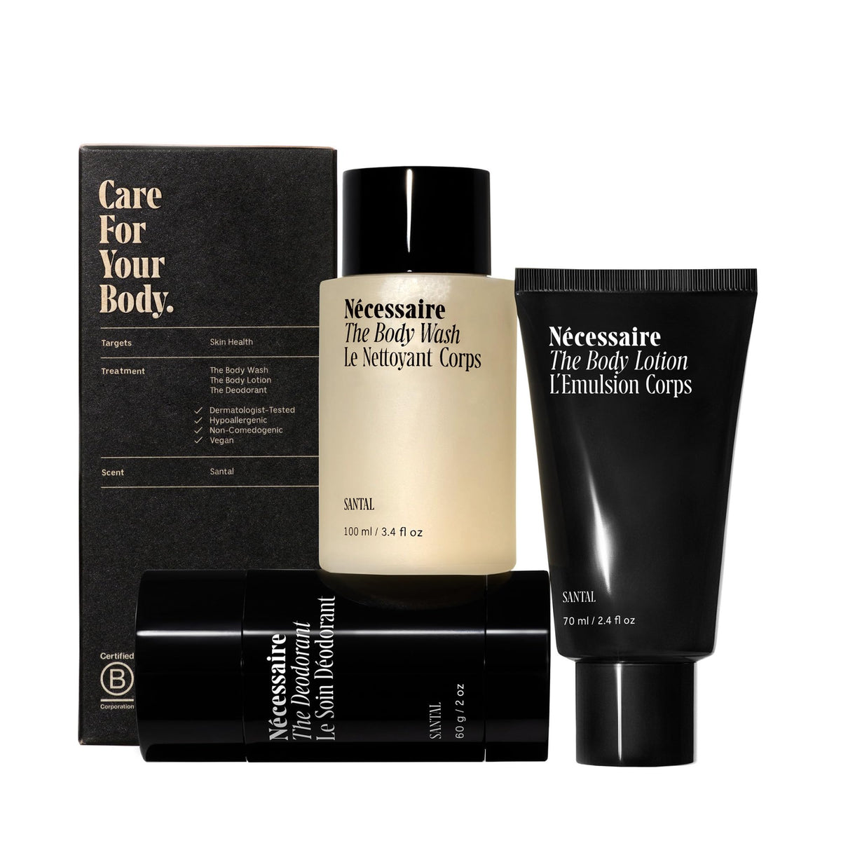 Nécessaire Gel de Ducha Santal, limpieza suave para piel sensible.