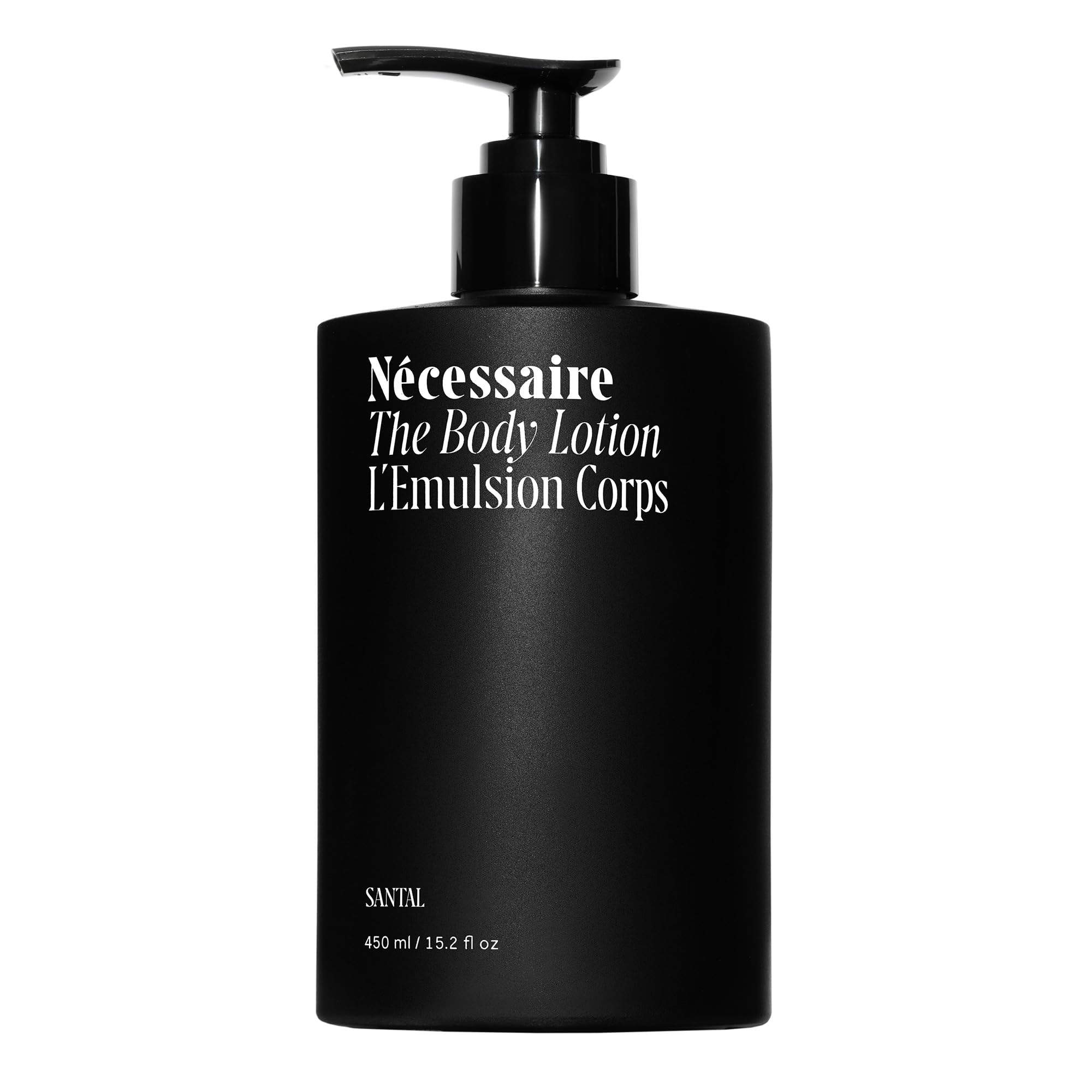 Loción corporal Nécessaire Santal, botella frontal para uso diario.