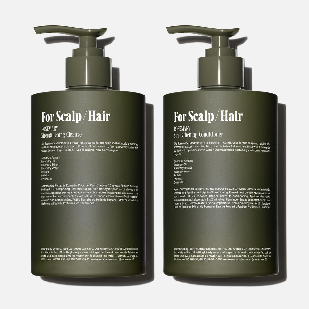 Nécessaire Rosemary Conditioner botella destacada y textura cremosa
