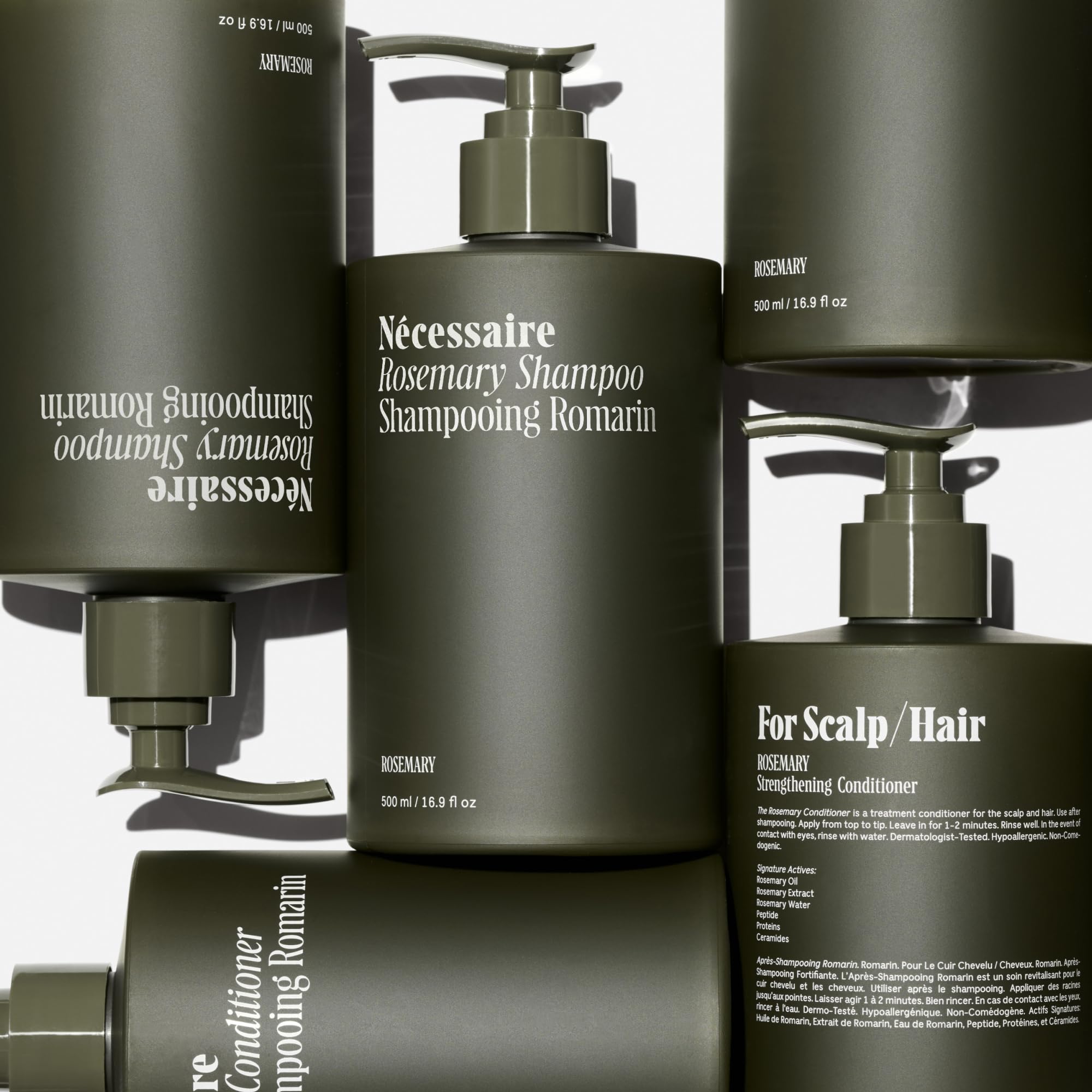 Nécessaire Rosemary Shampoo etiqueta muestra ingredientes clave