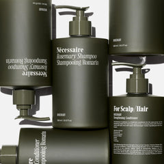 Nécessaire Rosemary Shampoo etiqueta muestra ingredientes clave