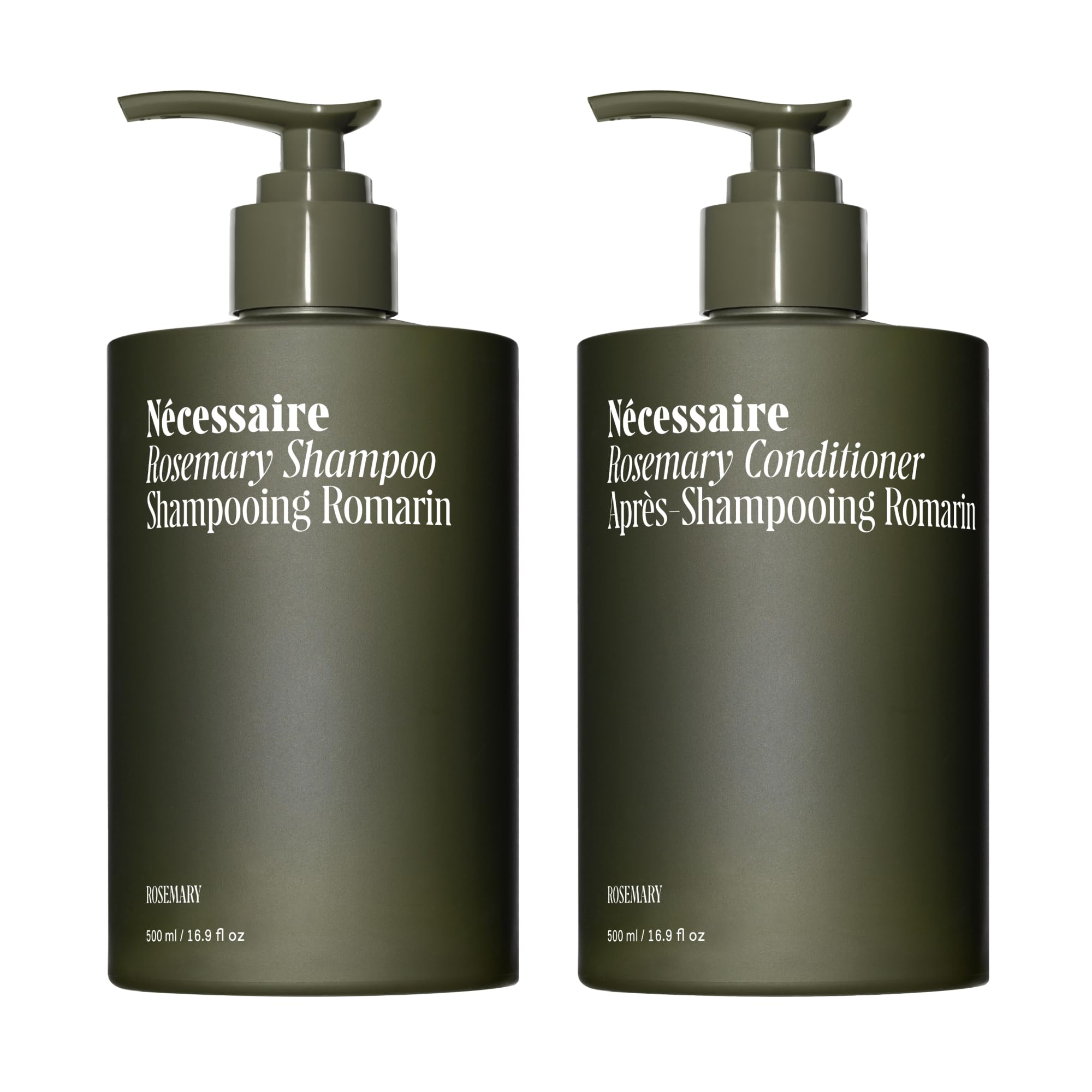 Nécessaire Rosemary Shampoo botella visible con fragancia herbal para uso diario