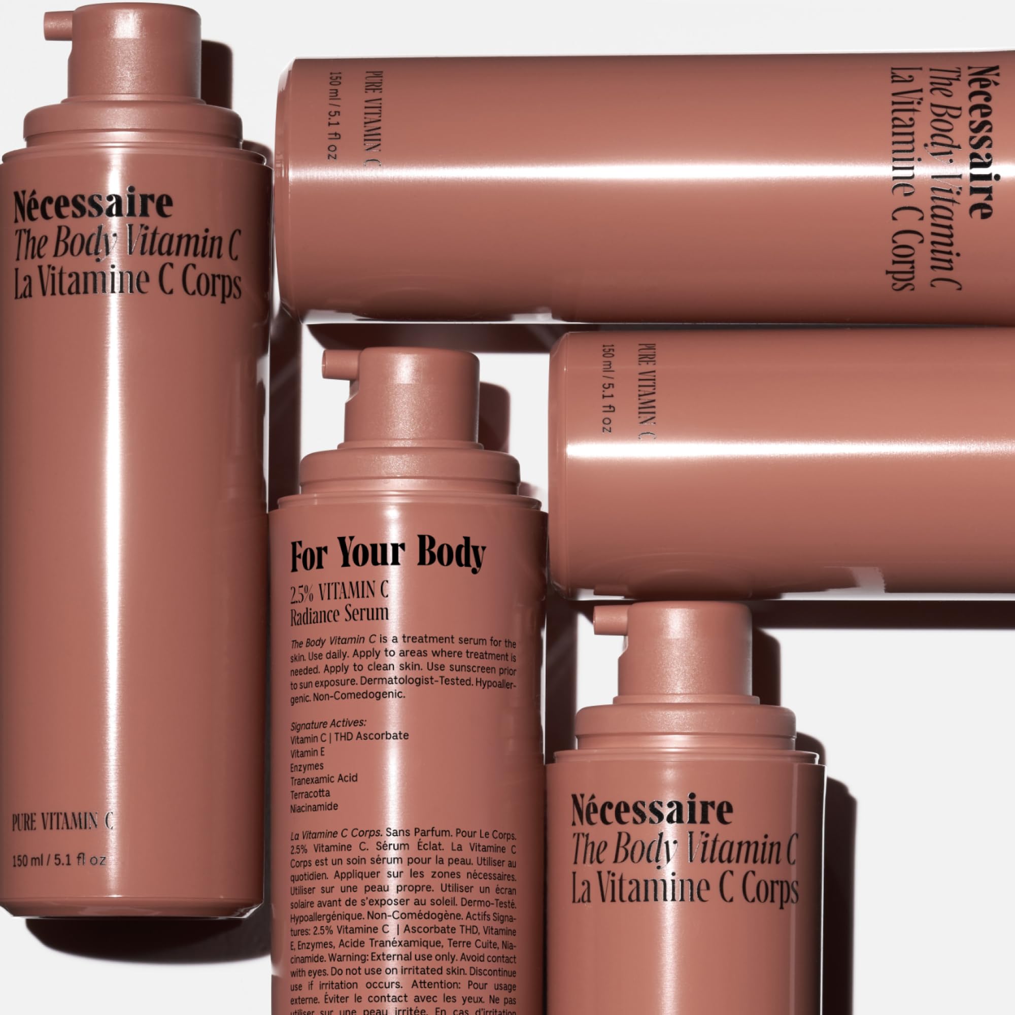 Nécessaire Sérum Corporal de Vitamina C, aplicación diaria segura para la piel.