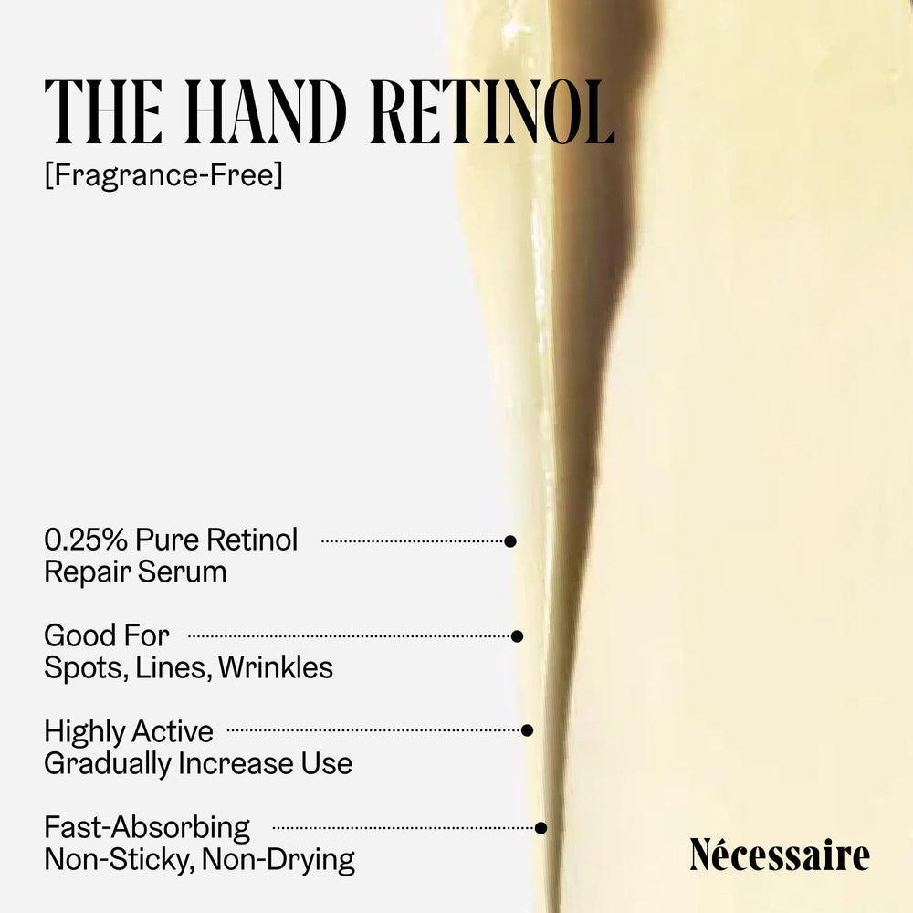 Nécessaire Hand Retinol; sin fragancia, cuidado de manos para piel sensible.