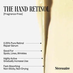 Nécessaire Hand Retinol; sin fragancia, cuidado de manos para piel sensible.