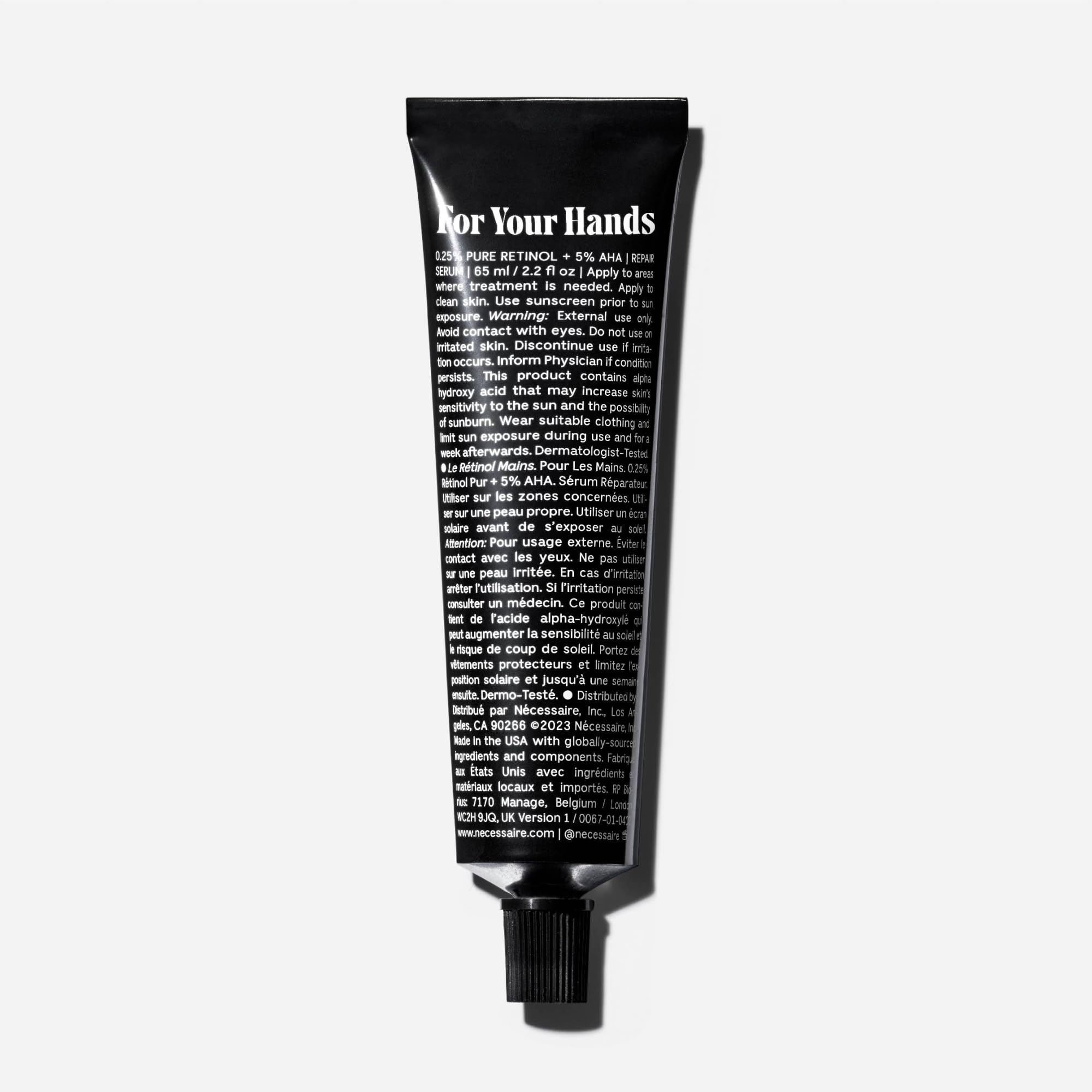 Nécessaire Hand Retinol; textura serum-balm para manos, uso nocturno reparador.