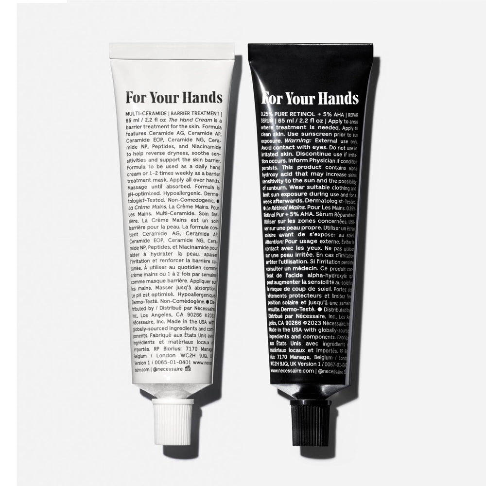 Tratamiento de retinol para manos, mejora la apariencia de líneas.
